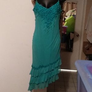 Lotus turquoise 100% silk dress